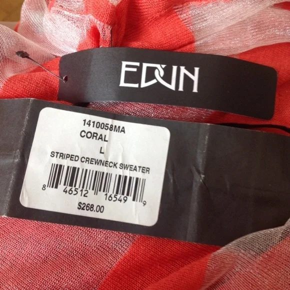 $268  EDUN Coral SHEER Crewneck SILK Sweater RIHANNA* L - Picture 2 of 8